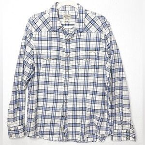 Lucky Brand Western Plaid Pearl Snap Shirt Size Large